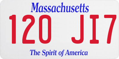 MA license plate 120JI7