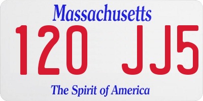 MA license plate 120JJ5