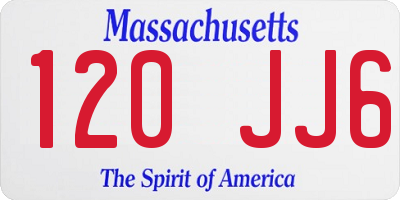MA license plate 120JJ6