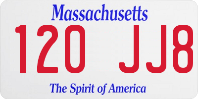 MA license plate 120JJ8