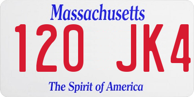 MA license plate 120JK4