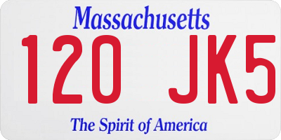 MA license plate 120JK5