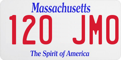 MA license plate 120JM0