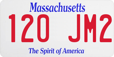 MA license plate 120JM2