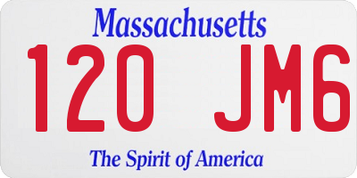 MA license plate 120JM6