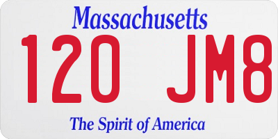 MA license plate 120JM8