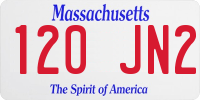 MA license plate 120JN2
