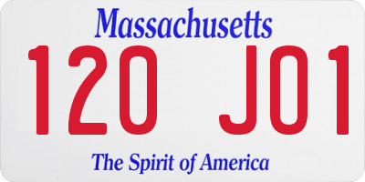 MA license plate 120JO1