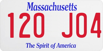 MA license plate 120JO4