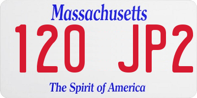 MA license plate 120JP2