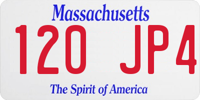 MA license plate 120JP4