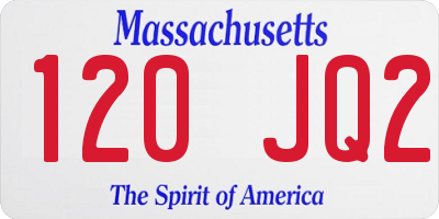 MA license plate 120JQ2