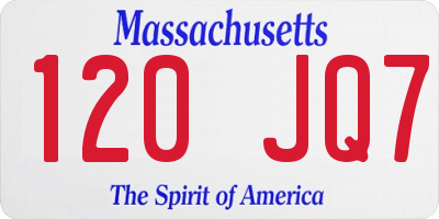 MA license plate 120JQ7