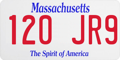 MA license plate 120JR9