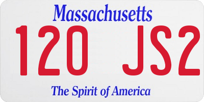 MA license plate 120JS2
