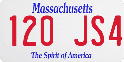 MA license plate 120JS4
