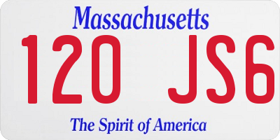 MA license plate 120JS6
