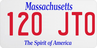 MA license plate 120JT0