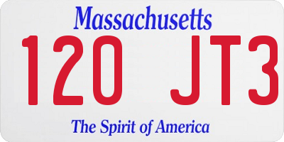 MA license plate 120JT3