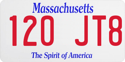 MA license plate 120JT8