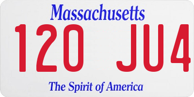MA license plate 120JU4