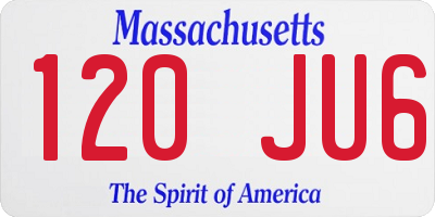 MA license plate 120JU6