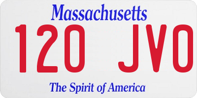 MA license plate 120JV0