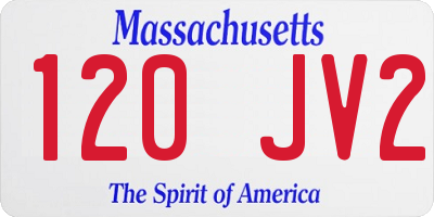MA license plate 120JV2