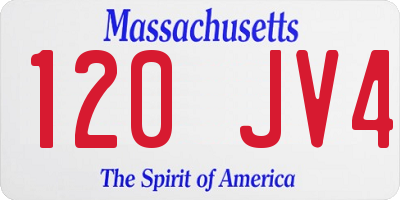 MA license plate 120JV4
