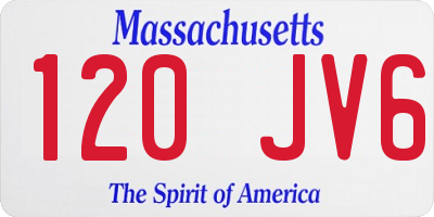 MA license plate 120JV6