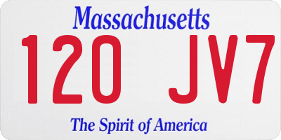 MA license plate 120JV7