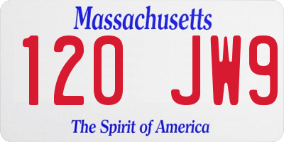 MA license plate 120JW9