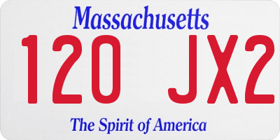 MA license plate 120JX2