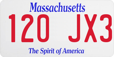 MA license plate 120JX3
