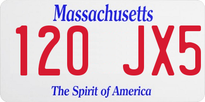 MA license plate 120JX5
