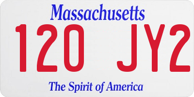 MA license plate 120JY2