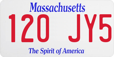 MA license plate 120JY5