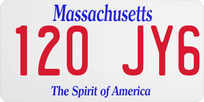 MA license plate 120JY6