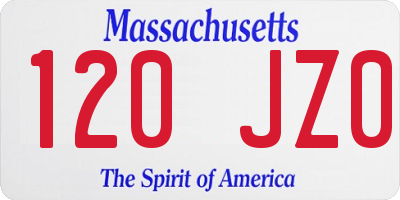 MA license plate 120JZ0