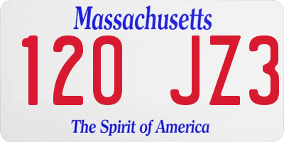 MA license plate 120JZ3