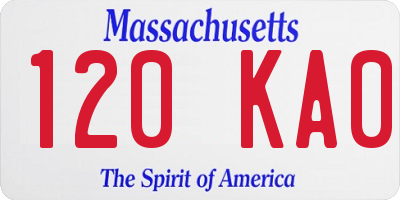 MA license plate 120KA0