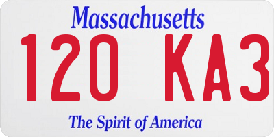 MA license plate 120KA3