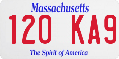 MA license plate 120KA9