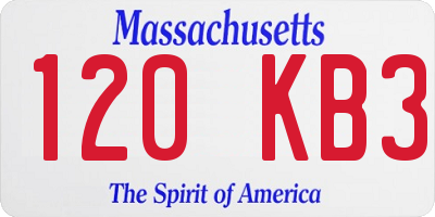MA license plate 120KB3
