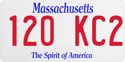 MA license plate 120KC2