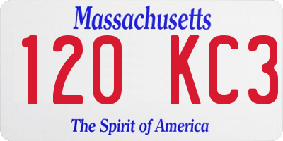 MA license plate 120KC3