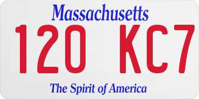 MA license plate 120KC7