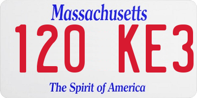 MA license plate 120KE3