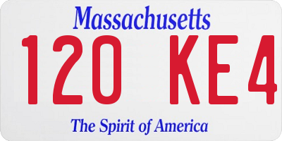 MA license plate 120KE4