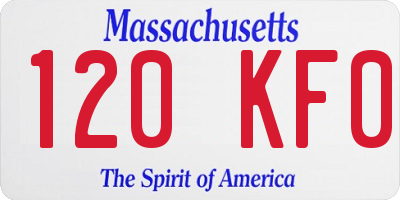 MA license plate 120KF0
